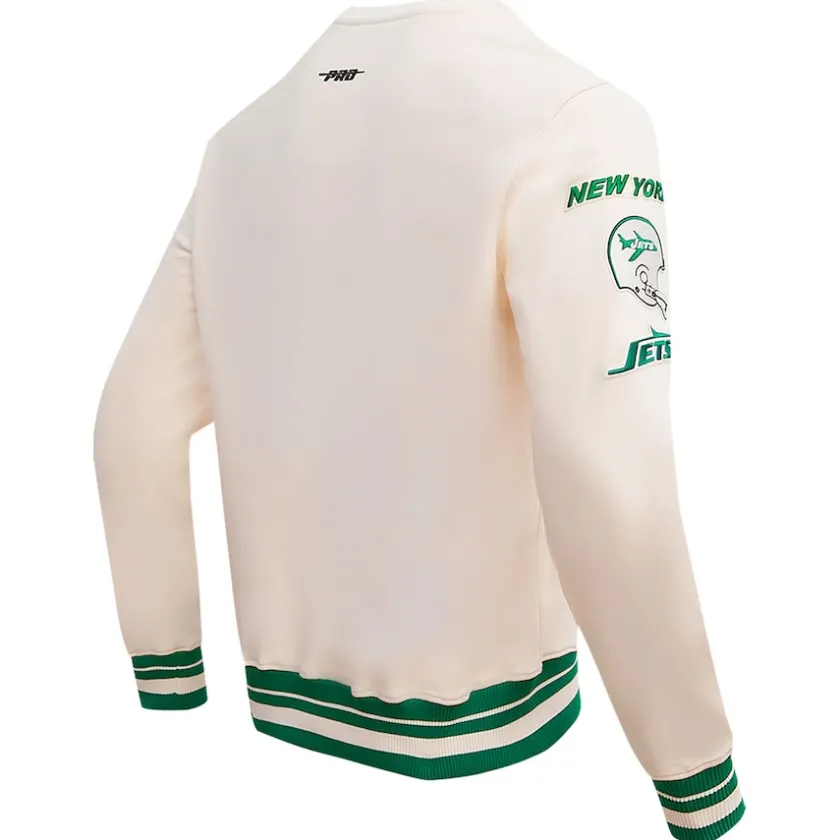 Sweatshirts & Fleece|Men^New York Jets Men's Pro Standard Cream Retro Classics Fleece Pullover Sweatshirt