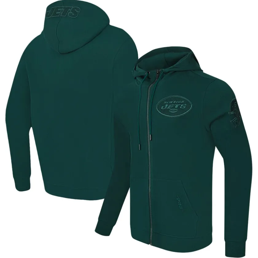 Sweatshirts & Fleece|Men^New York Jets Men's Pro Standard Green Triple Tonal Full-Zip Hoodie