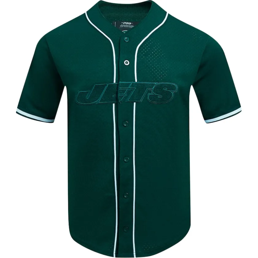 Sweaters & Dress Shirts^New York Jets Men's Pro Standard Green Triple Tonal Mesh Button-Up Shirt