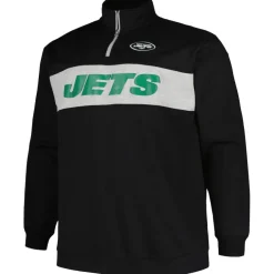 Jackets|Sweatshirts & Fleece^New York Jets Men's Profile Black Big & Tall Fleece Quarter-Zip Jacket