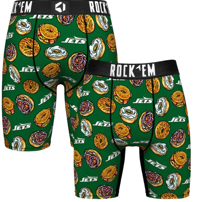Underwear & Sleepwear^New York Jets Men's Rock Em Socks Green NY Style Bagel Boxer Briefs