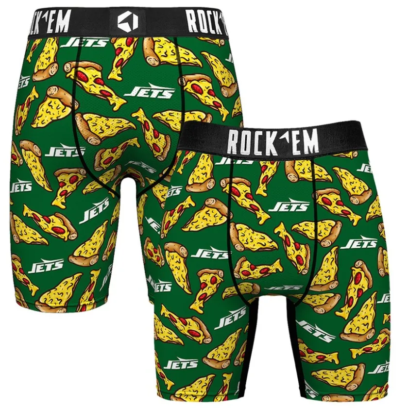 Underwear & Sleepwear^New York Jets Men's Rock Em Socks Green NY Style Pizza Boxer Briefs