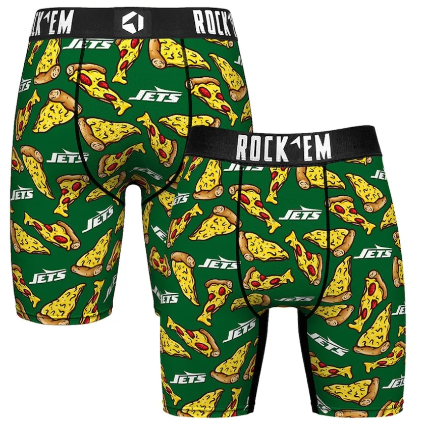 Underwear & Sleepwear^New York Jets Men's Rock Em Socks Green NY Style Pizza Boxer Briefs