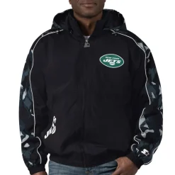 Jackets^New York Jets Men's Starter Black Thursday Night Gridiron Full-Zip Hoodie