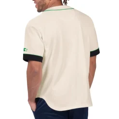 Sweaters & Dress Shirts^New York Jets Men's Starter Cream Relay Vintage Full-Button Baseball Top