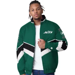 Jackets^New York Jets Men's Starter Green Captain Satin Varsity Jacket
