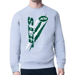 Sweatshirts & Fleece|Men^New York Jets Men's Starter Heather Gray Color Scratch Team Graphic Fleece Pullover Sweatshirt