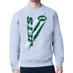 Sweatshirts & Fleece|Men^New York Jets Men's Starter Heather Gray Color Scratch Team Graphic Fleece Pullover Sweatshirt