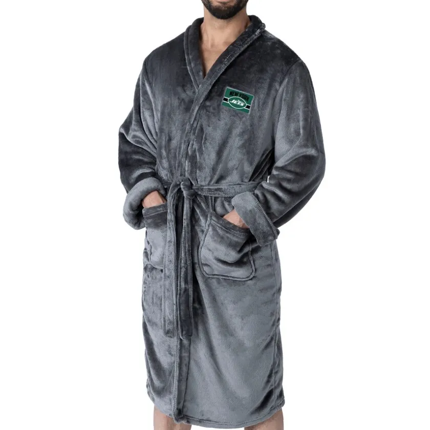 Underwear & Sleepwear^New York Jets Men's The Northwest Group Charcoal Bathrobe