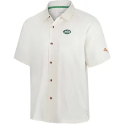 Sweaters & Dress Shirts^New York Jets Men's Tommy Bahama White Coconut Matchup Camp Button-Up Shirt