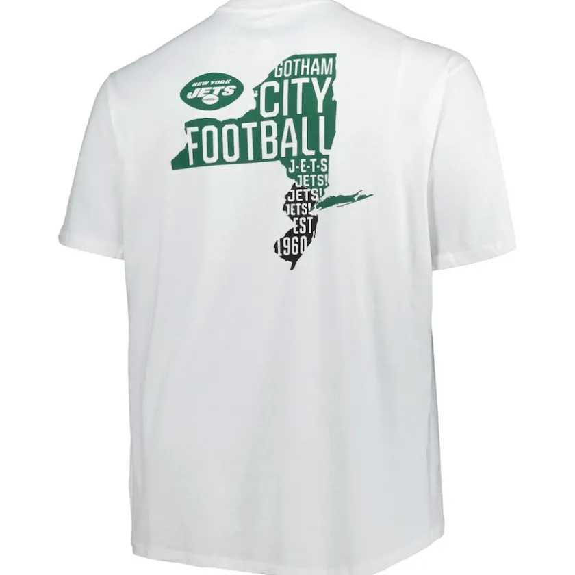 Big & Tall^New York Jets Men's White Big & Tall Hometown Collection Hot Shot T-Shirt