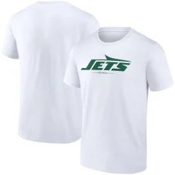 T-Shirts|Men^New York Jets Men's White Logo Team Lockup T-Shirt