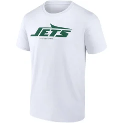 T-Shirts|Men^New York Jets Men's White Logo Team Lockup T-Shirt
