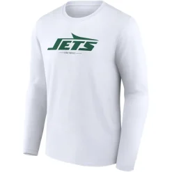 Long Sleeved^New York Jets Men's White Logo Team Lockup Long Sleeve T-Shirt