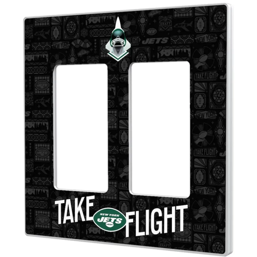 Lighting^New York Jets 2024 Illustrated Limited Edition Double Rocker Light Switch Plate