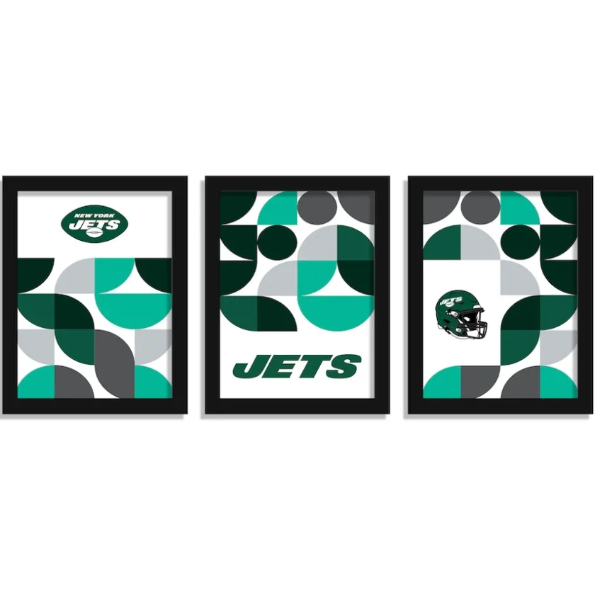 Picture Frames & Albums^New York Jets 12" X 16" Framed Minimalist Print Set