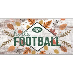 Holiday Items|Holiday Decorations^New York Jets 6'' X 12'' Hello Football Wall Art