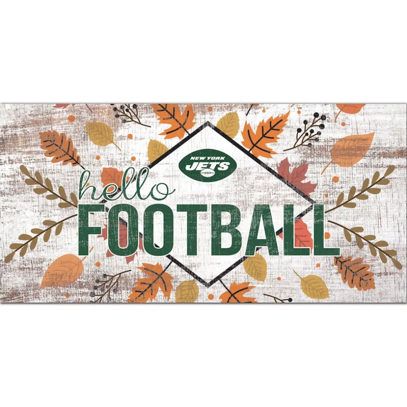 Holiday Items|Holiday Decorations^New York Jets 6'' X 12'' Hello Football Wall Art