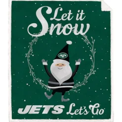 Holiday Items|Holiday Decorations^New York Jets 50'' X 60'' Let It Snow Sherpa Flannel Fleece Blanket
