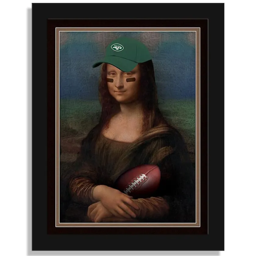 Picture Frames & Albums^New York Jets 12" X 16" Mona Lisa Fan Framed Fine Art Print