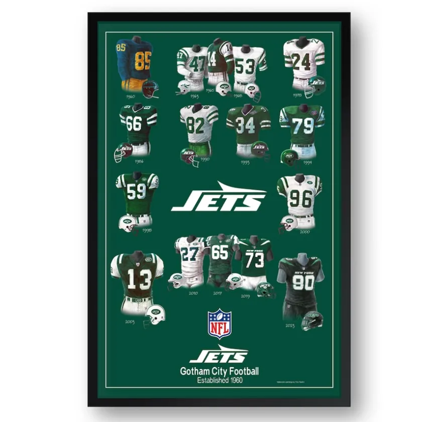 Wall Art|Wall Art^New York Jets 14" X 20" Uniform Heritage Framed Art Print