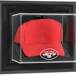 Display Cases^New York Jets Black Framed Wall-Mountable Cap Logo Display Case