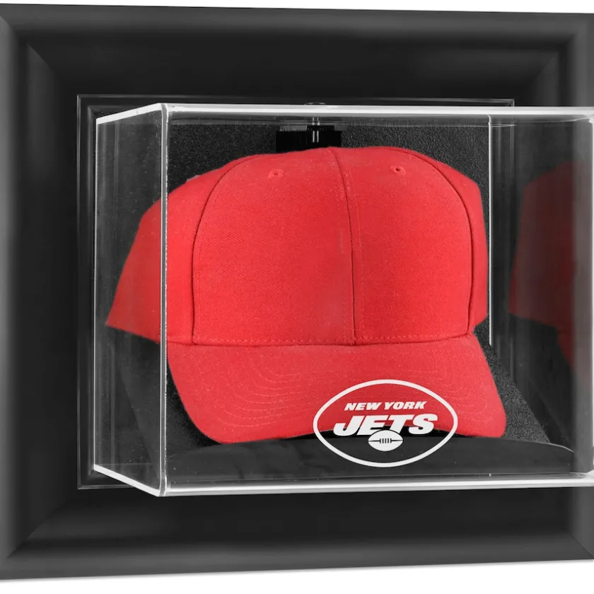 Display Cases^New York Jets Black Framed Wall-Mountable Cap Logo Display Case