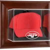 Display Cases^New York Jets Brown Framed Wall-Mountable Baseball Cap Case