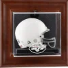 Display Cases^New York Jets Brown Framed Wall-Mountable Mini Helmet Display Case