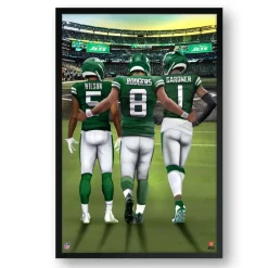 Wall Art|Wall Art^New York Jets Framed 14" X 20" Three-Player Art Print