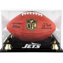Display Cases^New York Jets Golden Classic Team Logo Football Display Case