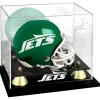 Display Cases^New York Jets Golden Classic Mini Helmet Display Case