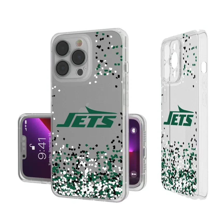 Phone Cases|Electronics^New York Jets IPhone Clear Case With Confetti Design