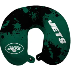 School Supplies|Travel^New York Jets Splatter Polyester Snap Closure Travel Pillow - Green