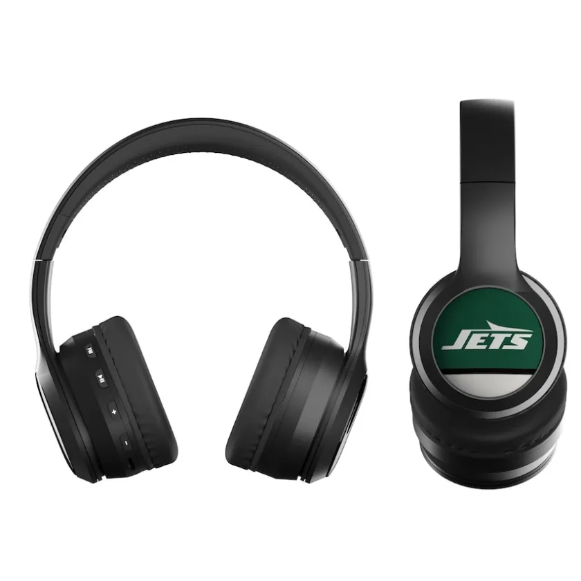 Music^New York Jets Stripe Design Wireless Bluetooth Headphones With Case