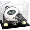 Display Cases^New York Jets Throwback Logo 1998 - 2018 Mini Helmet Display Case