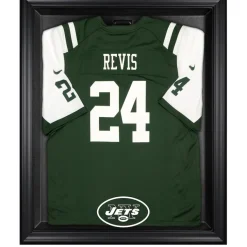 Display Cases^New York Jets Throwback Logo 1998 - 2018 Black Frame Jersey Display Case