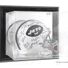Display Cases^New York Jets Throwback Logo 1998 - 2018 Black Framed Wall-Mountable Helmet Display
