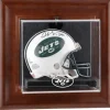 Display Cases^New York Jets Throwback Logo 1998 - 2018 Brown Framed Wall-Mountable Mini Helmet Display Case
