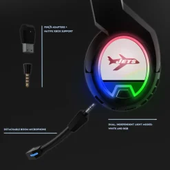 Music^New York Jets Throwback Logo Wireless Bluetooth Gaming Headphones & Stand