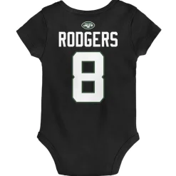 Rompers^New York Jets Newborn & Infant Aaron Rodgers Black Mainliner Player Name & Number Bodysuit