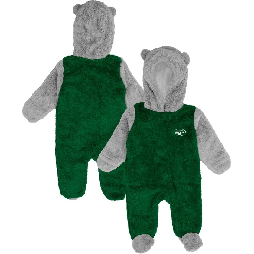 Rompers^New York Jets Newborn & Infant Green Game Nap Teddy Fleece Bunting Full-Zip Sleeper