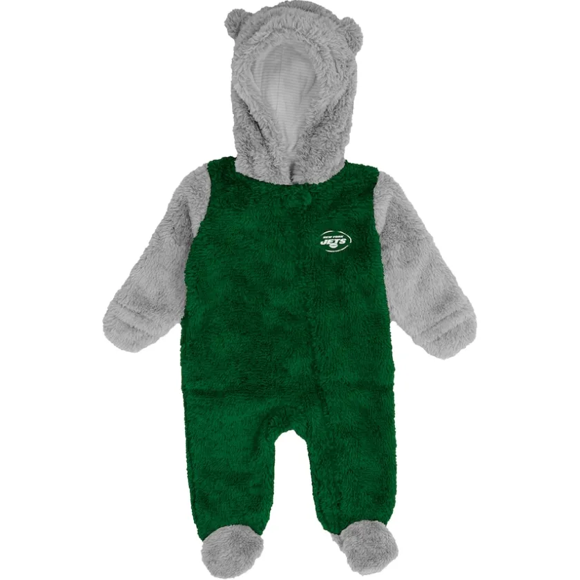 Rompers^New York Jets Newborn & Infant Green Game Nap Teddy Fleece Bunting Full-Zip Sleeper