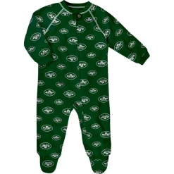 Underwear & Sleepwear^New York Jets Newborn & Infant Green Allover Print Raglan Full-Zip Sleeper