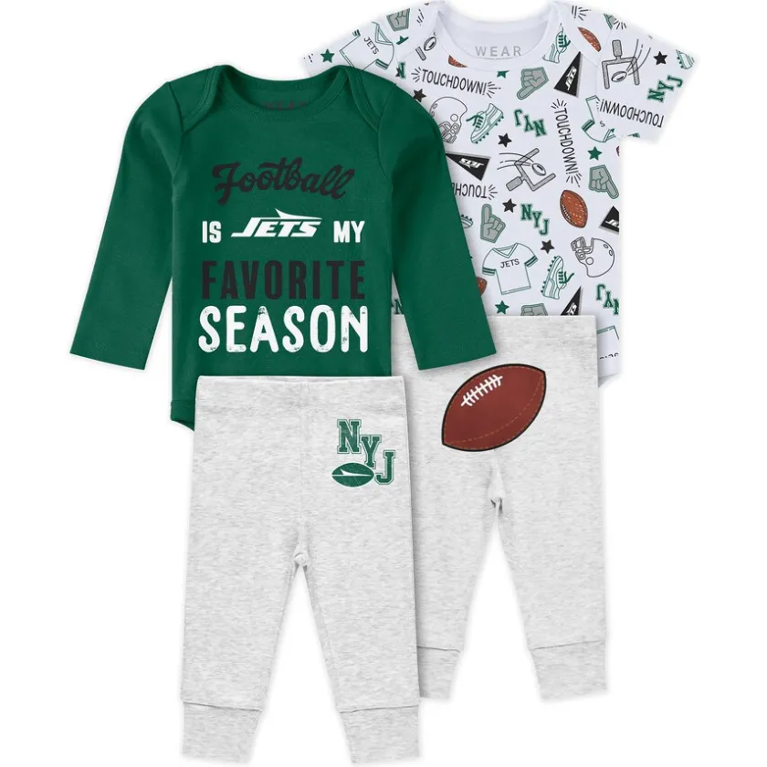 Rompers|Shorts & Pants^New York Jets Newborn & Infant WEAR By Erin Andrews Three-Piece Turn Me Around Bodysuits & Pant Set