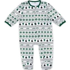 Underwear & Sleepwear^New York Jets Newborn & Infant WEAR By Erin Andrews Allover Print Full-Zip Sleeper & Bib Set