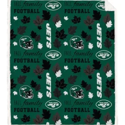 Holiday Items|Holiday Decorations^New York Jets Pegasus 60" X 70" Fall, Family & Football Flannel Fleece Sherpa Blanket
