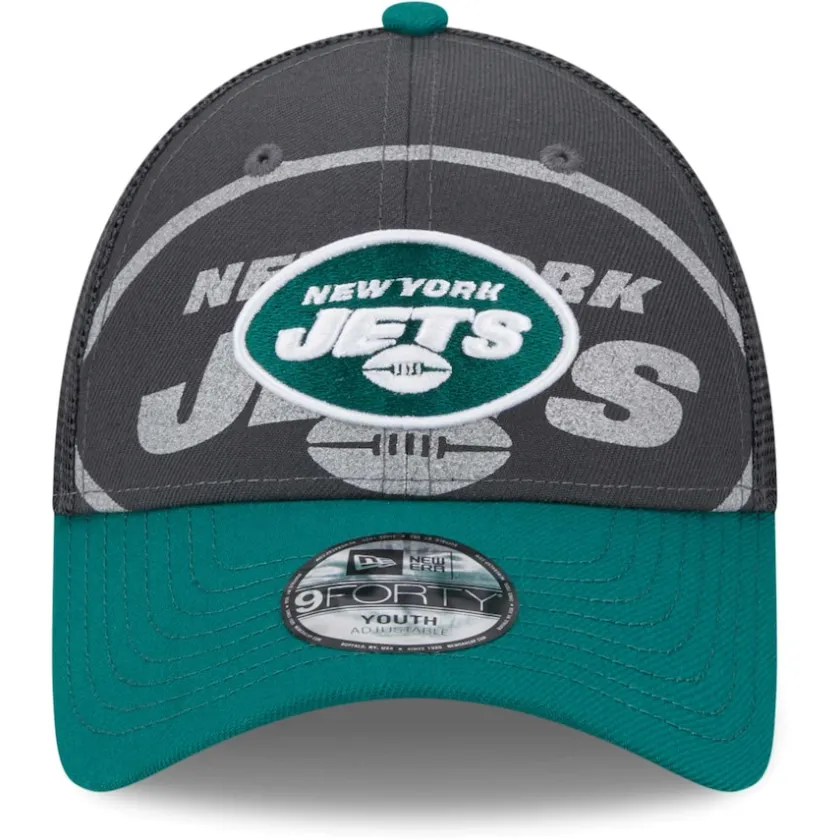Hats|Kids^New York Jets Preschool New Era Graphite/Green Reflect 9FORTY Adjustable Hat