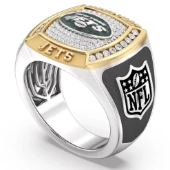 Accessories|Jewelry^New York Jets True Fan 1/2 CTTW Diamond Two-Tone Yellow Gold And Sterling Silver Ring
