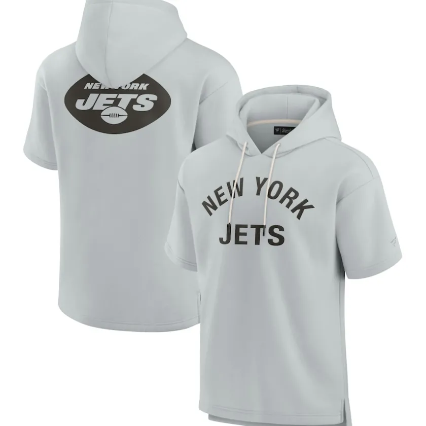 Sweatshirts & Fleece|Men^New York Jets Unisex Fanatics Gray Elements Super Soft Fleece Short Sleeve Pullover Hoodie